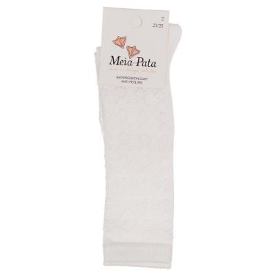 Picture of Meia Pata Girls Knee High Fish Knit Socks - White