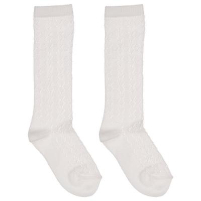 Picture of Meia Pata Girls Knee High Fish Knit Socks - White