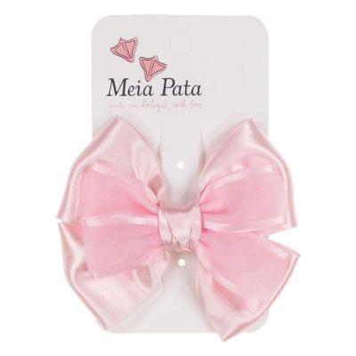 Picture of Meia Pata Satin & Tulle Double Bow Hairclip - Baby Pink