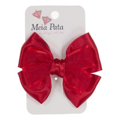 Picture of Meia Pata Satin & Tulle Double Bow Hairclip - Red