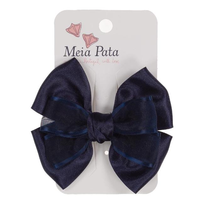 Picture of Meia Pata Satin & Tulle Double Bow Hairclip - Navy Blue