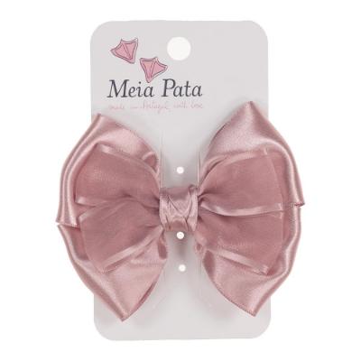 Picture of Meia Pata Satin & Tulle Double Bow Hairclip - Dark Pink