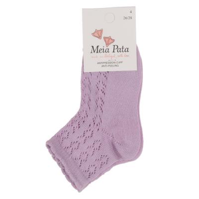 Picture of Meia Pata Girls Openwork Knit Ankle Socks - Lilac