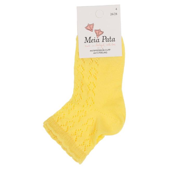 Picture of Meia Pata Unisex Openwork Knit Ankle Socks - Canary Yellow