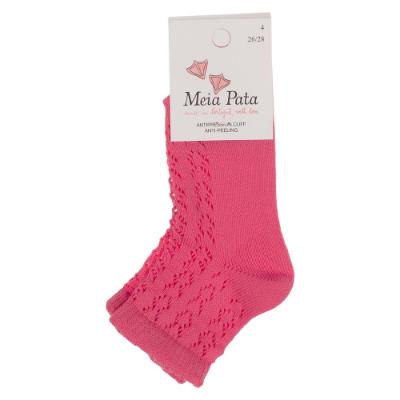 Picture of Meia Pata Girls Openwork Knit Ankle Socks - Carmine Fuchsia Pink