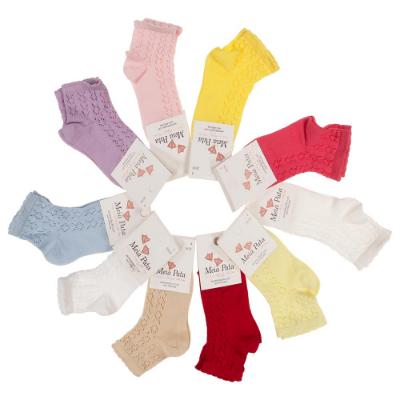 Picture of Meia Pata Girls Openwork Knit Ankle Socks - Baby Pink