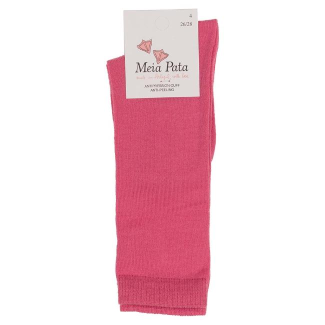 Picture of Meia Pata Girls Knee High Plain Socks - Carmine Fuchsia Pink