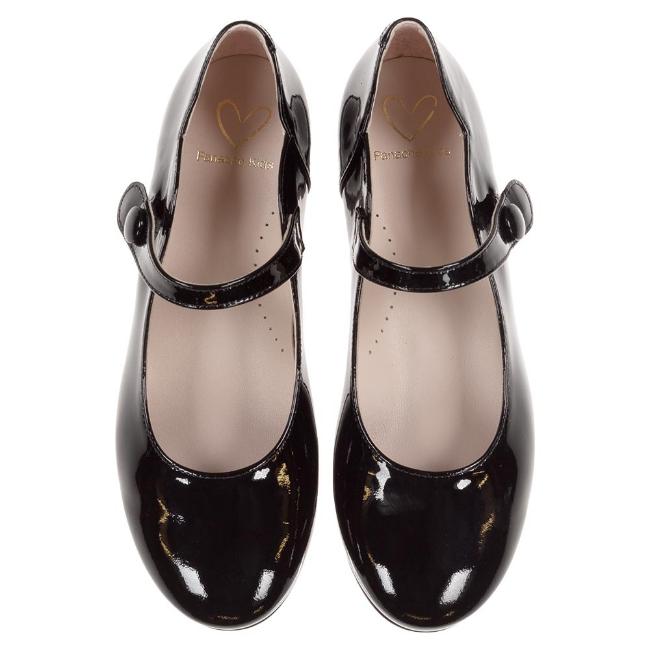 Picture of Panache Girls Scallop Pump - Black Patent