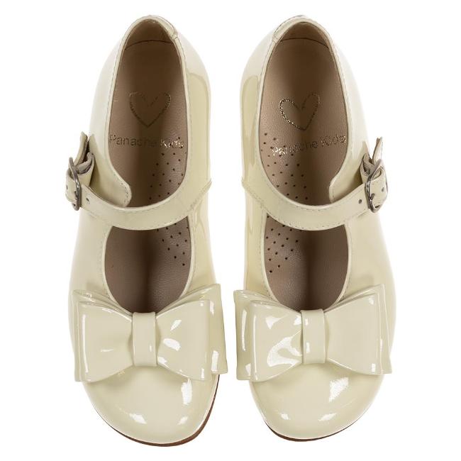 Picture of Panache Girls Double Bow Mary Jane Shoe - Cream Patent 