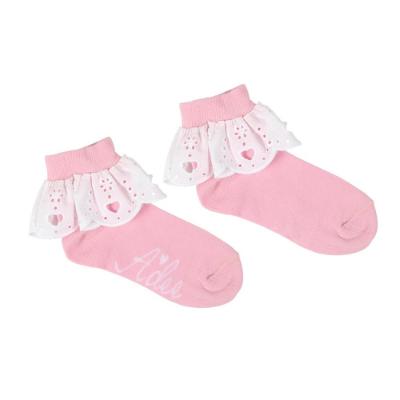 Picture of A Dee Lenni Chic Chevron Broderie Anglaise Ankle Sock - Pink Fairy