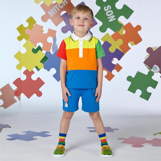 Picture of Mitch & Son Primary Puzzles Vito Colour Block Polo Set - Multi