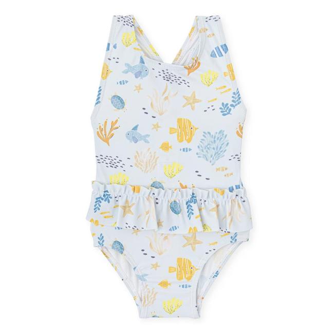 Picture of Tutto Piccolo Bowling Collection Baby Girls Swimsuit - Blue Lemon