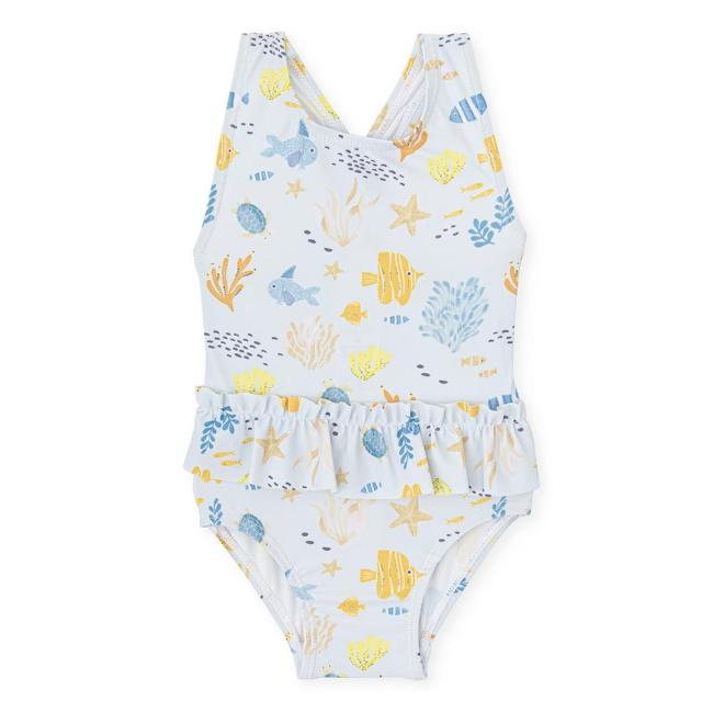 Picture of Tutto Piccolo Bowling Collection Baby Girls Swimsuit - Blue Lemon