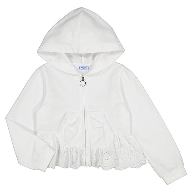Picture of Mayoral Mini Girls Broderie Anglaise Hoodie - White