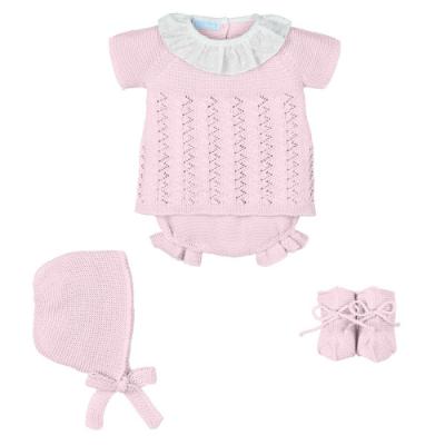 Picture of Mac Ilusion Vedella Collection Jampant Set With Bonnet & Booties - Rosa Pink