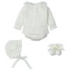 Picture of Mac Ilusion Luna Collection Jampant Set X 4 With Bonnet & Booties - Ivory 