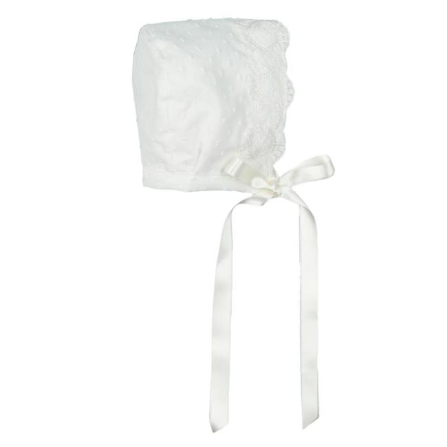 Picture of Mac Ilusion Luna Collection Plumeti Ceremony Baby Bonnet - Ivory