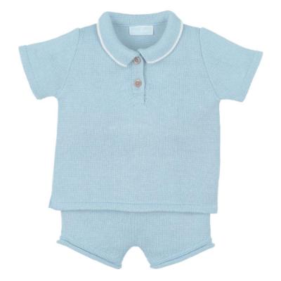 Picture of Mac Ilusion Moraig Collection Seamless Polo Top & Shorts Set - Pale Blue