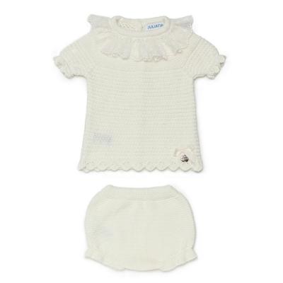 Picture of Juliana Baby Summer Knit Jampant Set With Lace Collar- Ivory