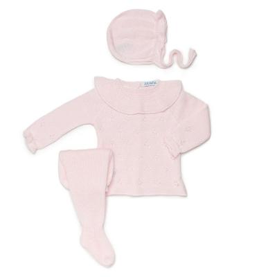 Picture of Juliana Baby Summer Knit Ruffle Collar 3 Piece Set - Pink