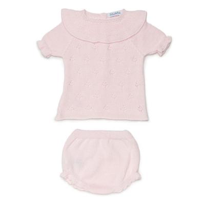 Picture of Juliana Baby Summer Knit Ruffle Collar Jampant Set - Pink