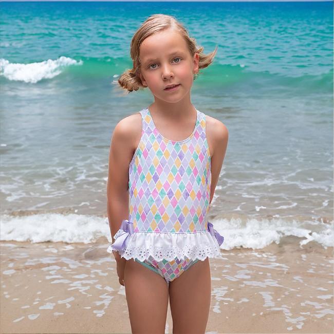 Picture of Rochy Girls Diamonds Collection Lace Ruffle Swimsuit - Lilac