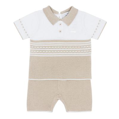 Picture of Blues Baby Knitted Polo Shirt & Short Set - Beige
