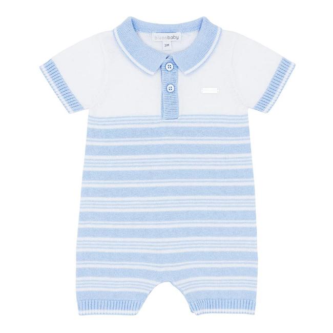 Picture of Blues Baby Knitted Romper with Polo Collar - Blue 
