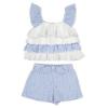 Picture of Mayoral Mini Girls Striped Ruffle Shorts Set - Blue White