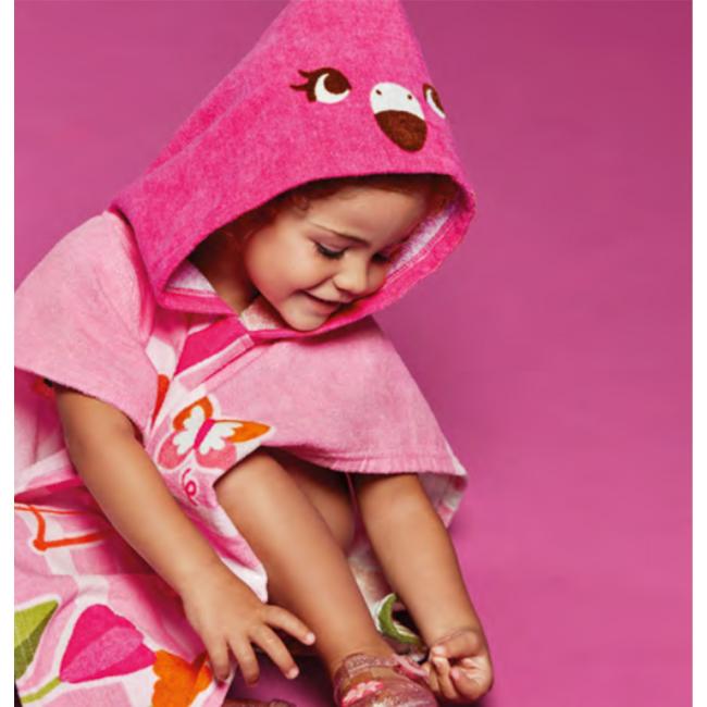 Picture of Mayoral Toddler Girls Striped Flamingo Hooded Towel - Pink