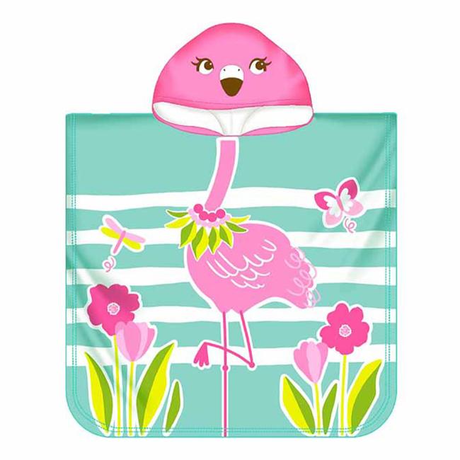 Picture of Mayoral Toddler Girls Striped Flamingo Hooded Towel - Blue