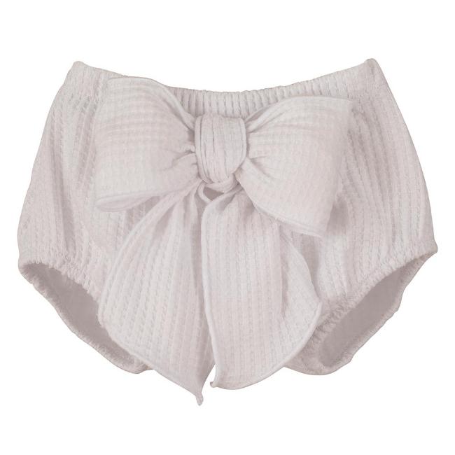 Picture of Calamaro Baby Summer Rodas Pique Cotton Fixed Bow Jampants - White