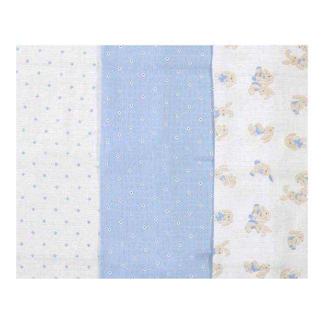 Picture of Mayoral Newborn Boys 3 Pack Bunny Muslins - Blue