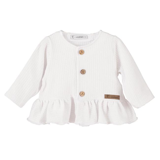 Picture of Calamaro Baby Summer Rodas Pique Cotton Ruffle Cardigan - White