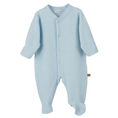Picture of Calamaro Baby Summer Rodas Pique Cotton Front Opening Babygrow - Pale Blue