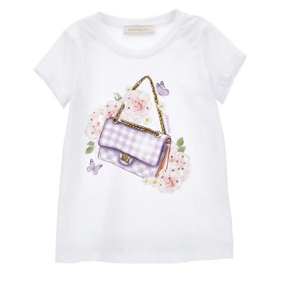 Picture of Monnalisa Girls Handbag T-shirt - White Lilac