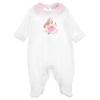 Picture of Monnalisa Bebe Girls Roses & Bird Babygrow - White Pink