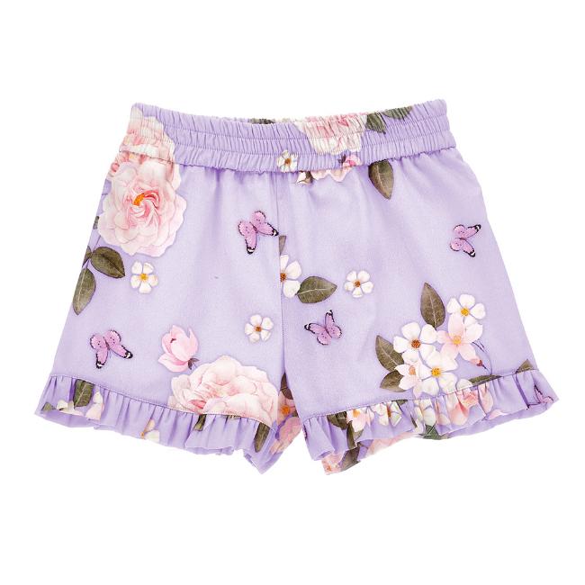 Picture of Monnalisa Girls Rapunzel Floral Shorts - Lilac