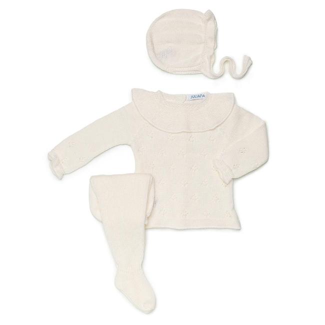 Picture of Juliana Baby Summer Knit Ruffle Collar 3 Piece Set - Ivory