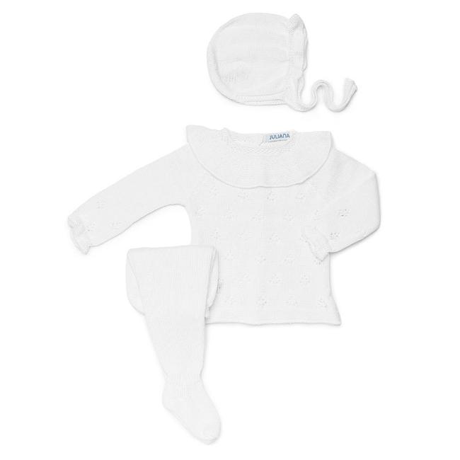 Picture of Juliana Baby Summer Knit Ruffle Collar 3 Piece Set - White
