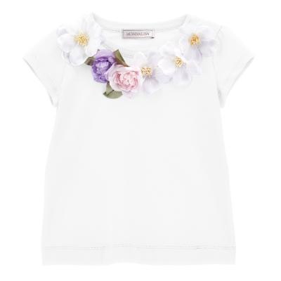 Picture of Monnalisa Girls Rapunzel Flower T-shirt - Ivory