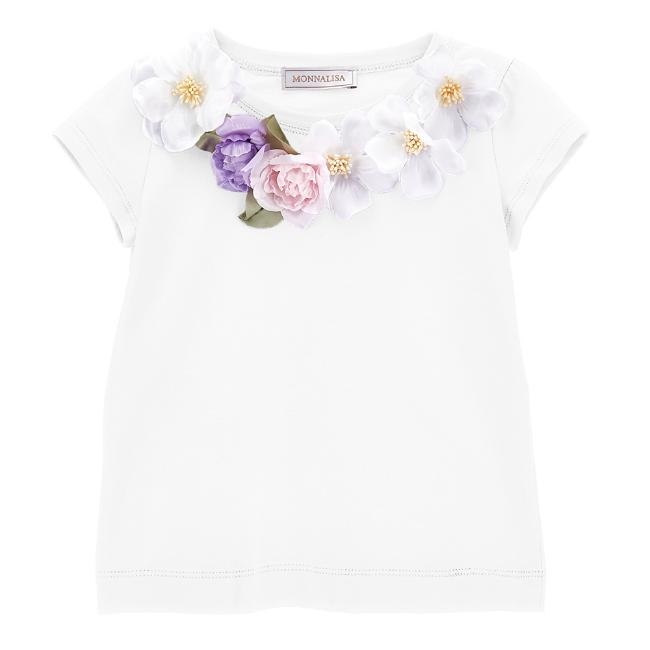 Picture of Monnalisa Girls Rapunzel Flower T-shirt - Ivory