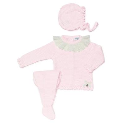 Picture of Juliana Baby Summer Knit 3 Piece Set With Lace Collar- Pink