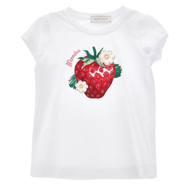 Picture of Monnalisa Girls Strawberry T-shirt - White