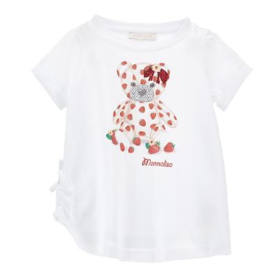 Picture of Monnalisa Girls Strawberry Teddy Tunic Top - White