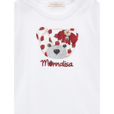 Picture of Monnalisa Girls Strawberry Teddy T-shirt - White Red