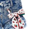 Picture of Monnalisa Girls Strawberry Denim Ruffle Shorts - Blue