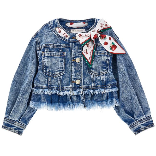 Picture of Monnalisa Girls Strawberry Denim Jacket - Blue