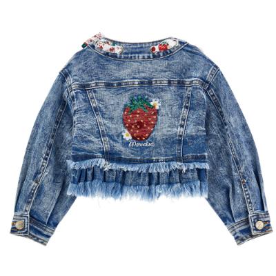 Picture of Monnalisa Girls Strawberry Denim Jacket - Blue