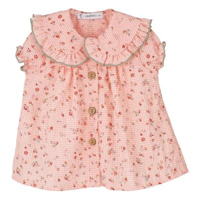 Picture of Calamaro Baby Summer Oregano Oversized Collar Print Dress - Pink Mint